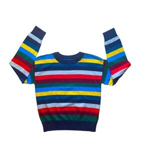 Gap Kids Gray Colorful Striped Sweater Long Sleeve Crewneck Size Youth Large 10